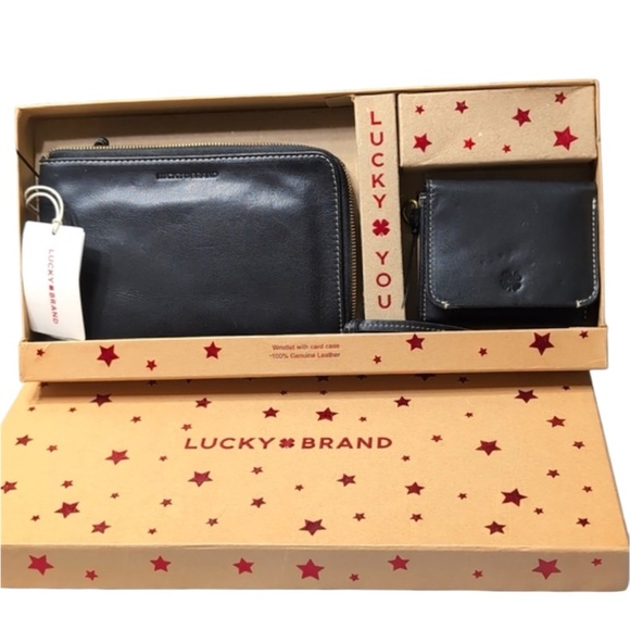 Lucky Brand Handbags - Lucky Brand Black Leather Wristlet with Bifold Leather Wallet